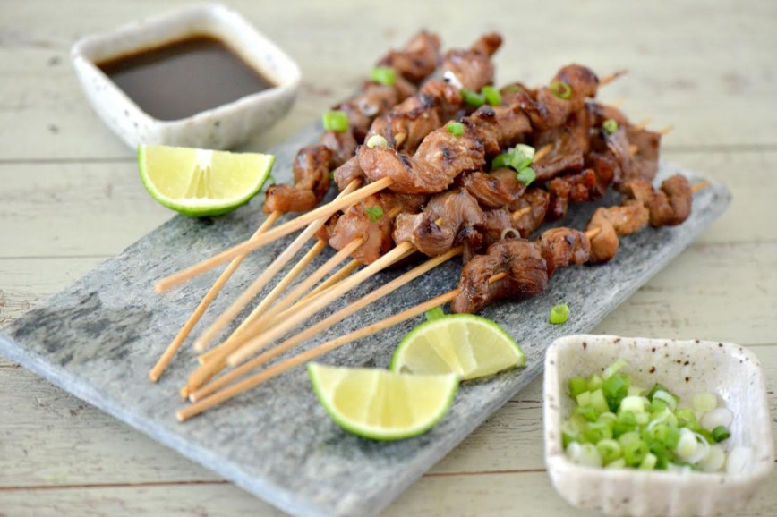 Pork Satay with Soy Sauce Marinade and Ginger Dipping Sauce Nibbles