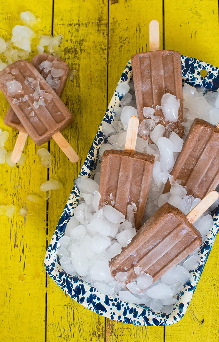Mexican Chocolate Smoothie Paletas - Nibbles and Feasts