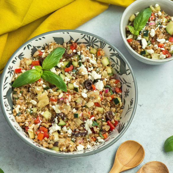 Mediterranean Farro Salad Nibbles and Feasts