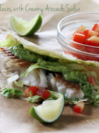 Fish Tacos with Creamy Avocado Salsa