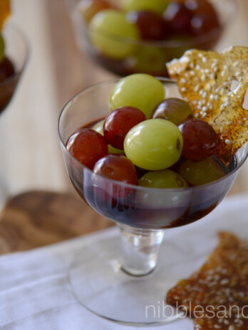Grapes in Cinnamon Wine Syrup with Sesame Sugar Brittle