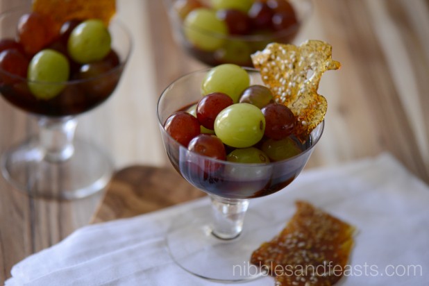 Grapes In Cinnamon Wine Syrup With Sesame Brittle Nibbles And Feasts