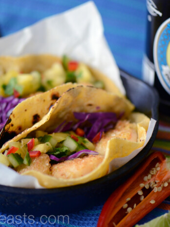 Coconut shrimp tacos with Pineapple pico de gallo