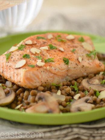 Pan Fried Salmon on a Bed of Lentils