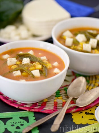 Poblano and Corn Soup with Panela Cheese and Cream