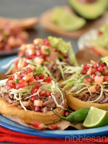 Lamb Sopes with Pomegranate, Apple and Serrano Pico de Gallo