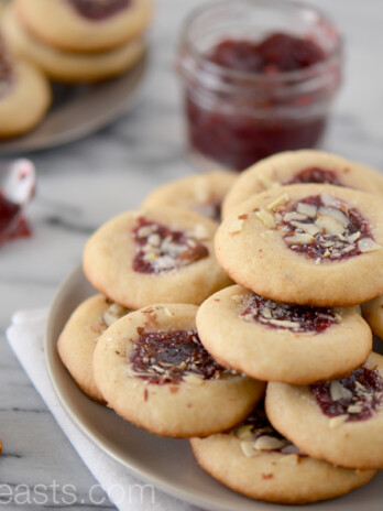 Almond Raspberry Thumbprint Cookies