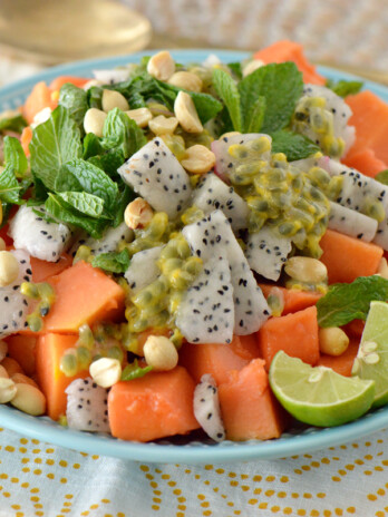 Minty Papaya Salad with Passion Fruit Balsamic Vinaigrette Dressing