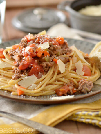 Spaghetti with San Marzano Tomato Meat Sauce