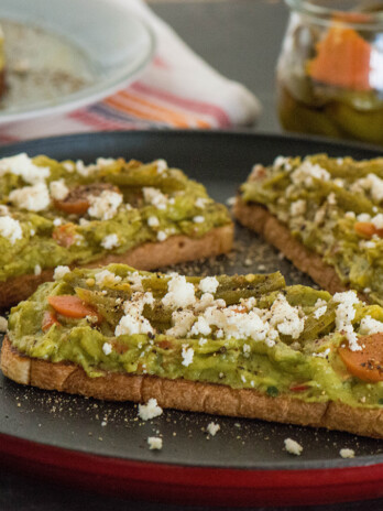 Guacamole, Queso Fresco and Pickled Jalapeño Molletes