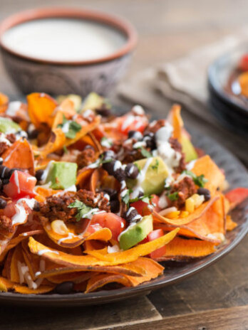 Sweet Potato Chips Chorizo Nachos