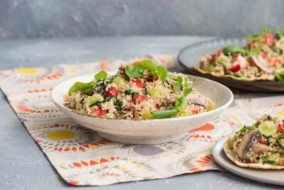 Watercress Quinoa Tostadas with Mushrooms Strawberries and Grapes ...