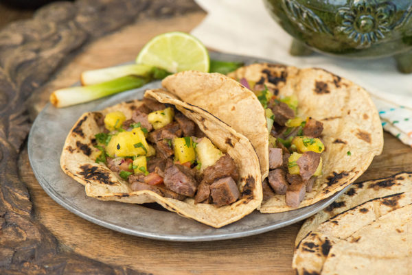 Carne Asada Tacos with Pineapple Pico de Gallo - Nibbles and Feasts