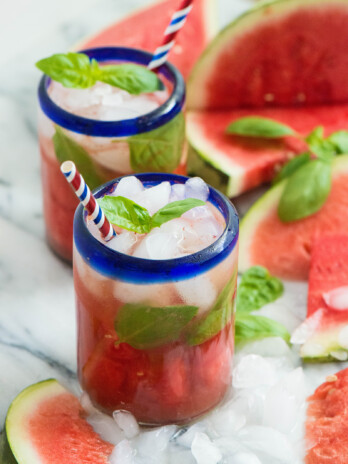 Watermelon Chamomile Iced Tea with Basil