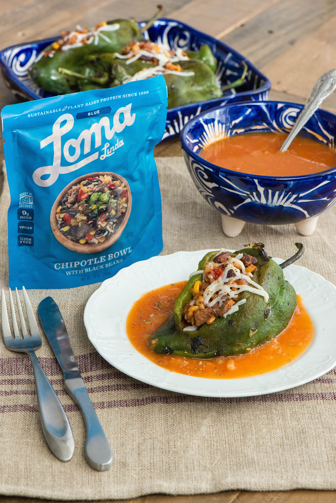 Vegan Southwestern Chile Relleno with Garlic Tomato Salsa - Nibbles and  Feasts