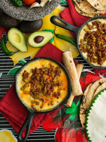 Queso Fundido with Cactus and Soy Chorizo