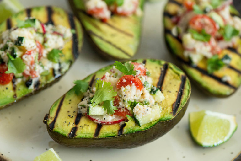 Grilled Avocados with Queso Fresco Salad