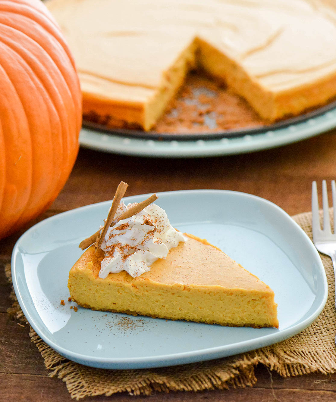 Creamy Pumpkin Cheesecake - Nibbles and Feasts