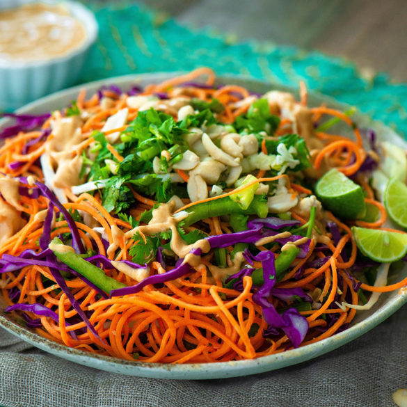 Thai Sweet Potato Noodle Salad - Nibbles and Feasts