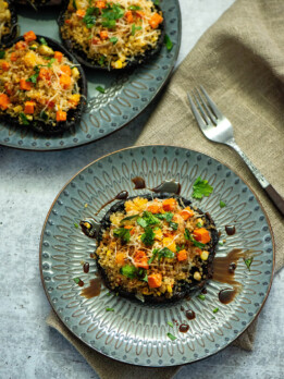 quinoa stuffed balsamic mushrooms