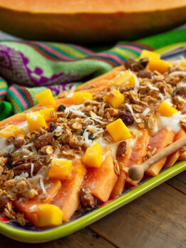 Papaya and Mango Yogurt Salad with Granola