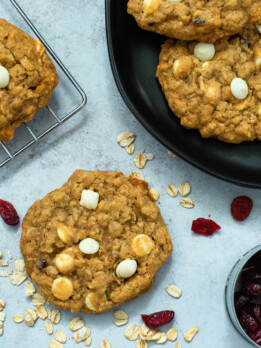 White Chocolate and Cranberry Oatmeal Cookies