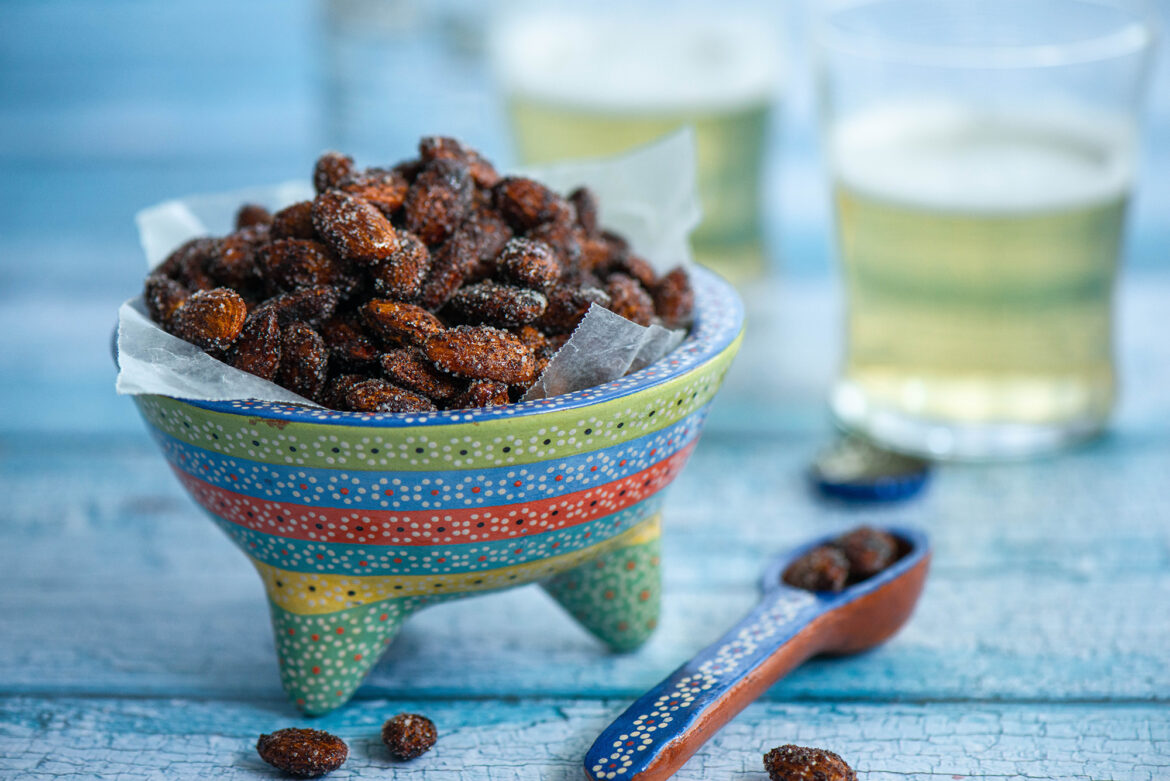 Sweet And Spicy Balsamic Roasted Almonds Nibbles And Feasts