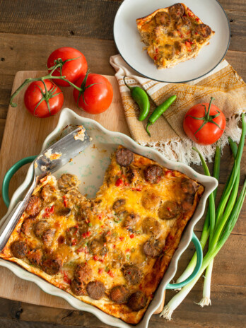 Overnight Breakfast Casserole with Sausage and Pico de Gallo