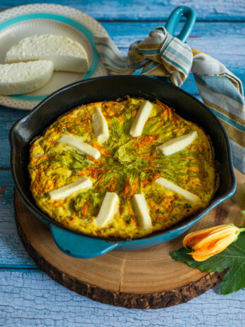 queso fresco and squash blossom frittata