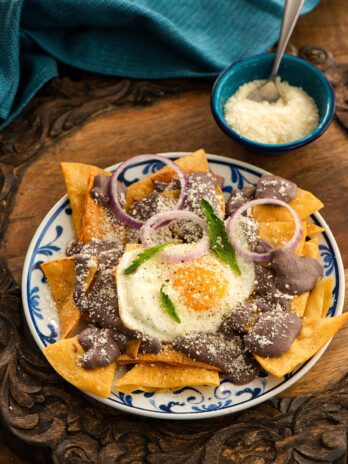 Black bean chilaquiles