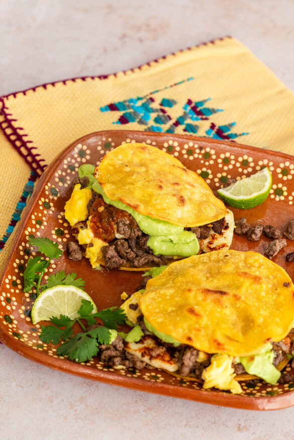 Breakfast Mulitas with Avocado Crema