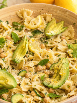 Minty Lemon Pasta Recipe with Chickpeas, Cucumber, and Avocado