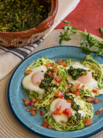 Squash Egg Nests with Watercress Chimichurri