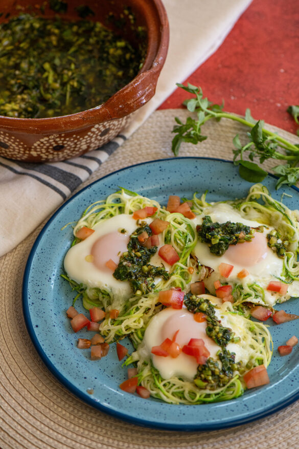 Squash Egg Nests with Watercress Chimichurri