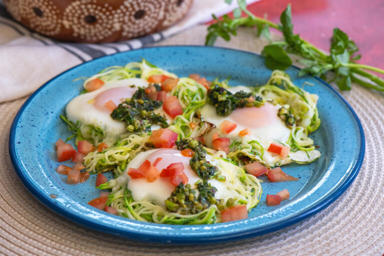 Squash Egg Nests with Watercress Chimichurri