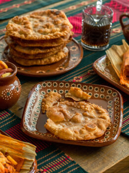 Buñuelos with Piloncillo Syrup