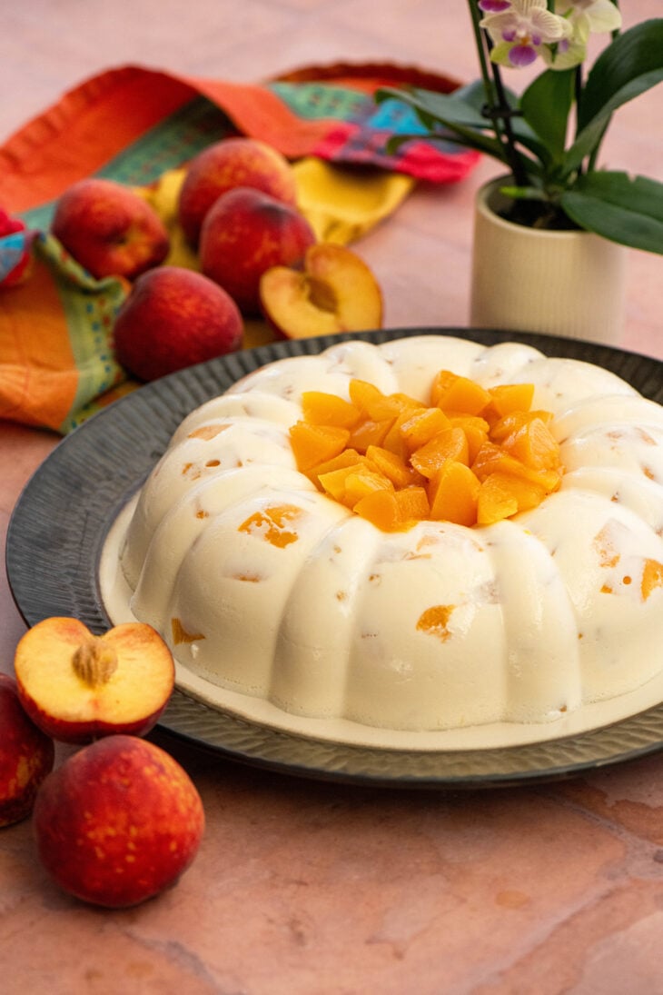PEACH CHANTILLY × MILK JUG PEACH MILK Creamy Peach Gelatina - Nibbles and Feasts