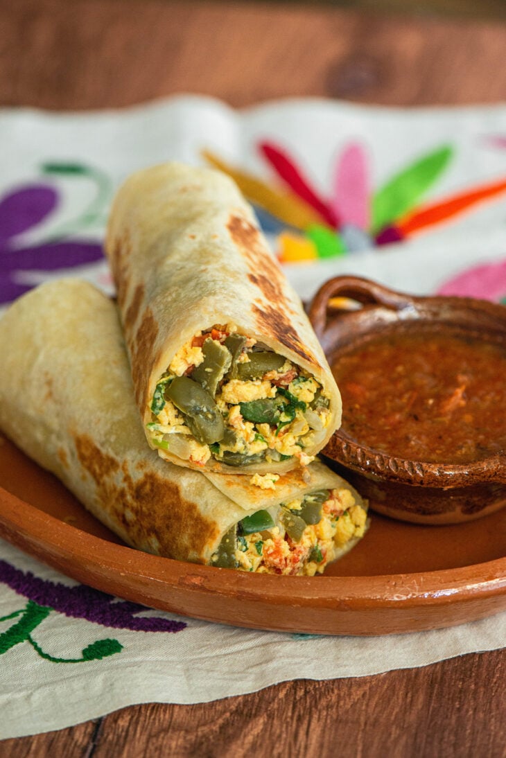 Cactus and Egg Burrito - Nibbles and Feasts