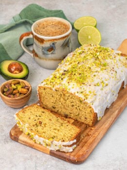 This Avocado Pistachio Bread with Lime Glaze